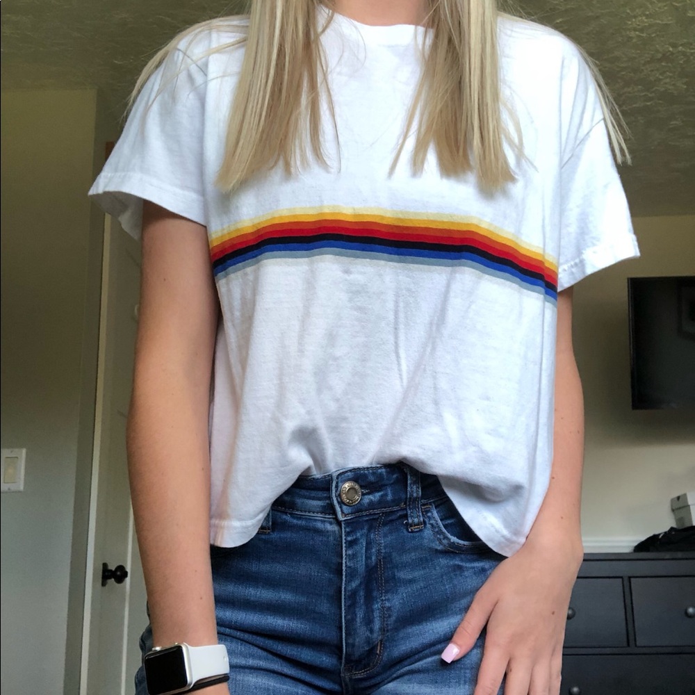 White w/ stripes tee